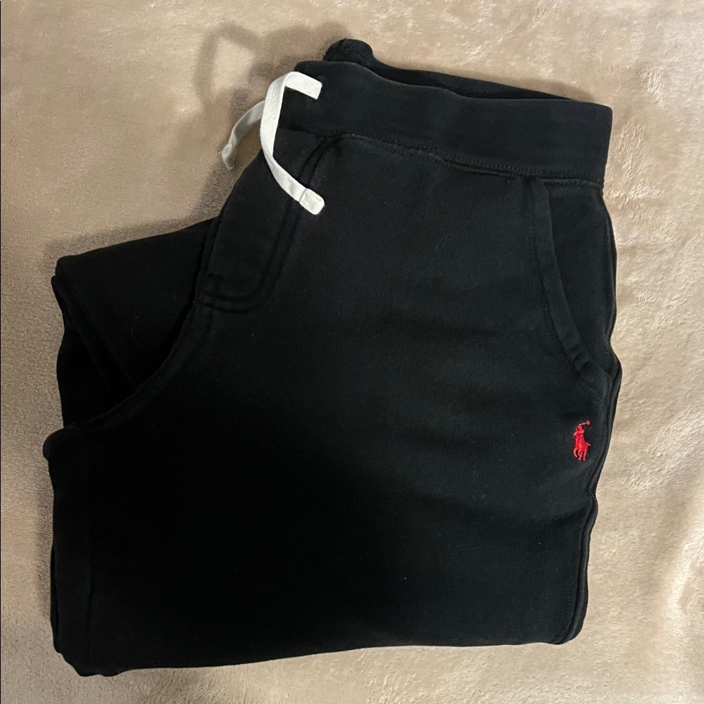Ralph Lauren Kids Black Joggers with Red Logo
